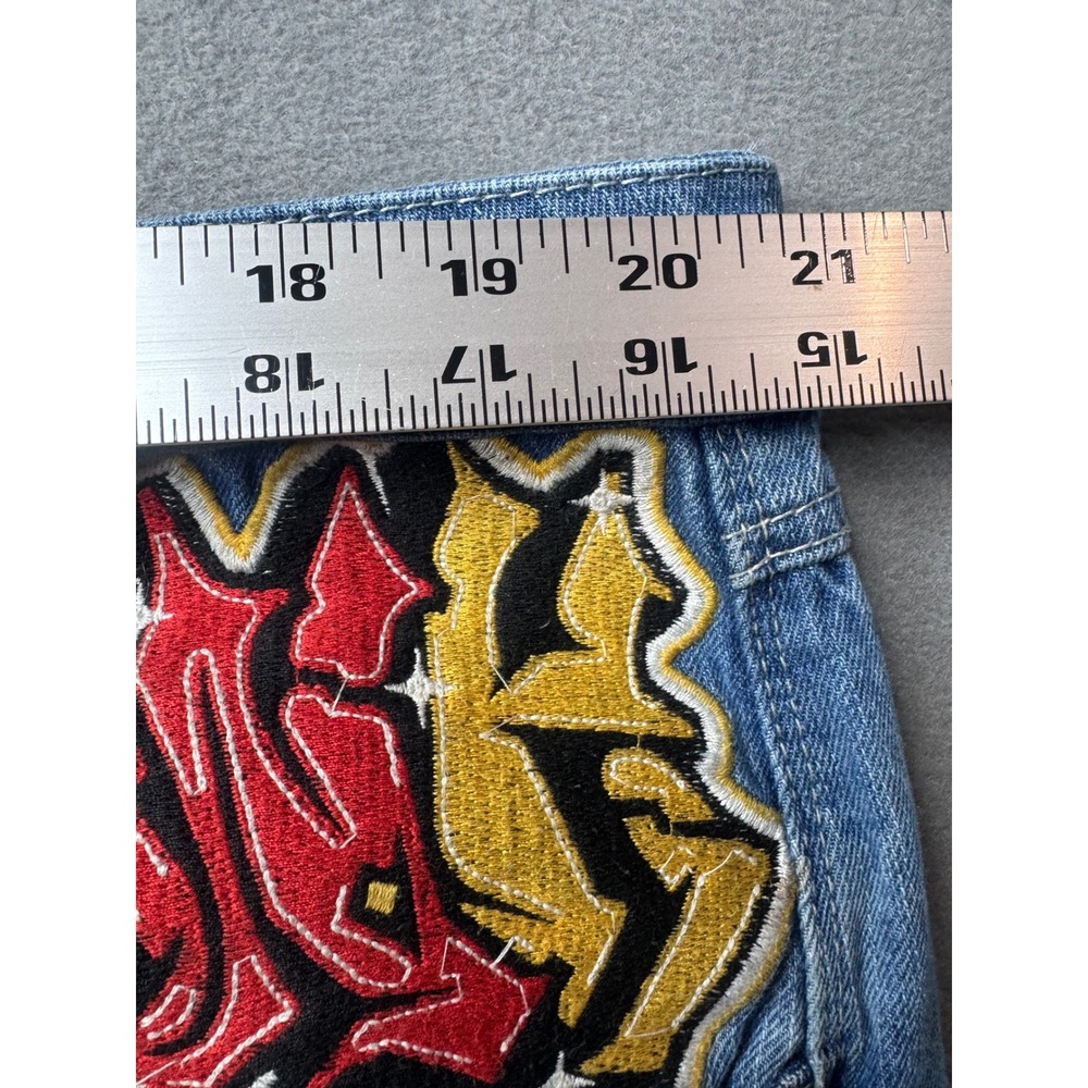 Ninth Hall Dragon Embroidered Baggy Jeans Sz 40x30 Y2K Cyber Grunge Streetwear - Picture 3 of 12